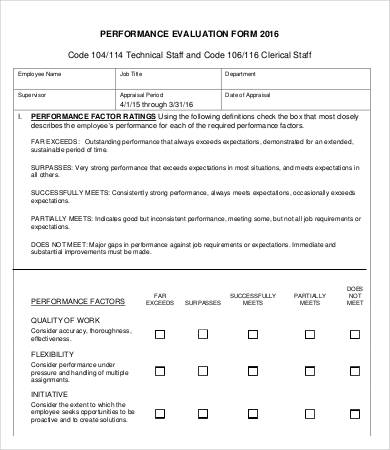 Employee Evaluation Form Template 13 Free Word Pdf Documents