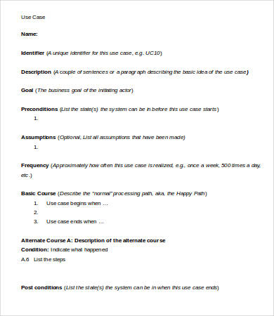 sample use case template