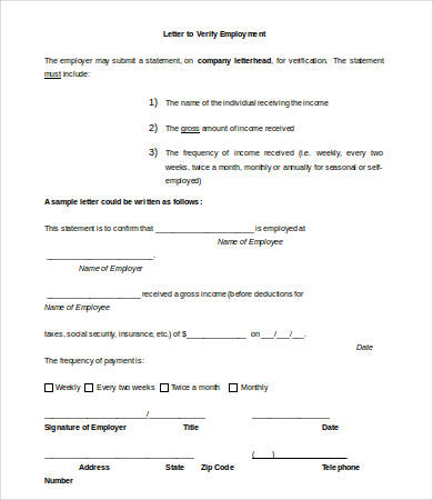 Letter Of Employment Verification 7 Free Word Pdf Documents
