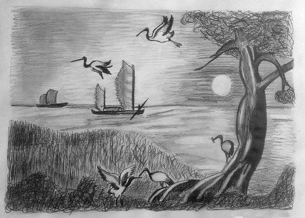 pencil nature scenery drawing