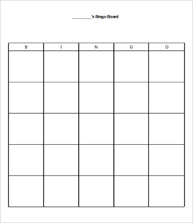 bingo game board template