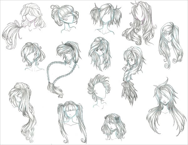 anime hair drawing