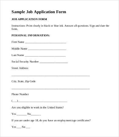Sample Job Application - 7+Free Word, PDF Documents Download