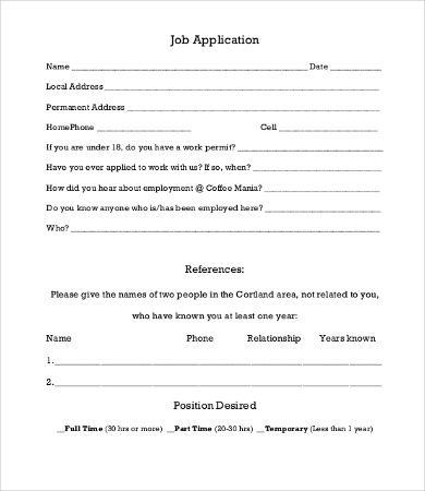 Sample Job Application - 7+Free Word, PDF Documents Download