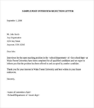 Best Rejection Letter - 9+ Free Word, PDF Documents Download