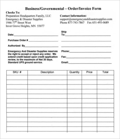 business invoice form
