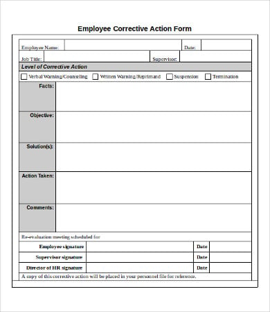 corrective action form free download
