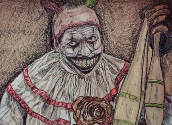 scary clown drawing