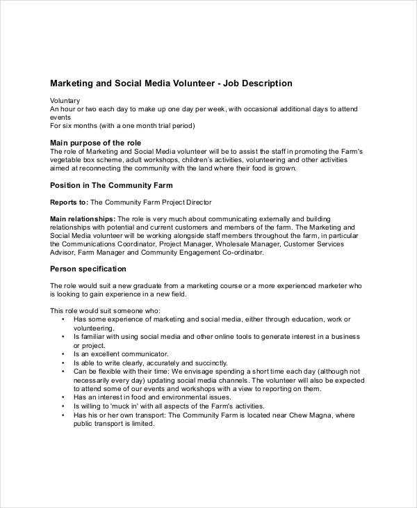 10+ Social Media Job Description Templates PDF, DOC