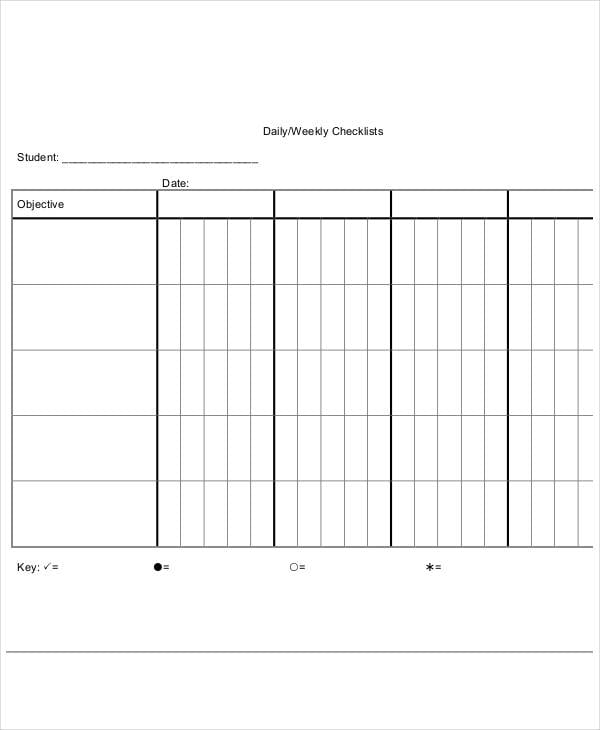 blank weekly checklist template1