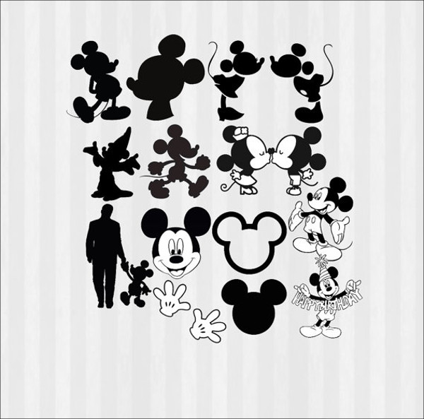 black and white minnie mouse silhouette