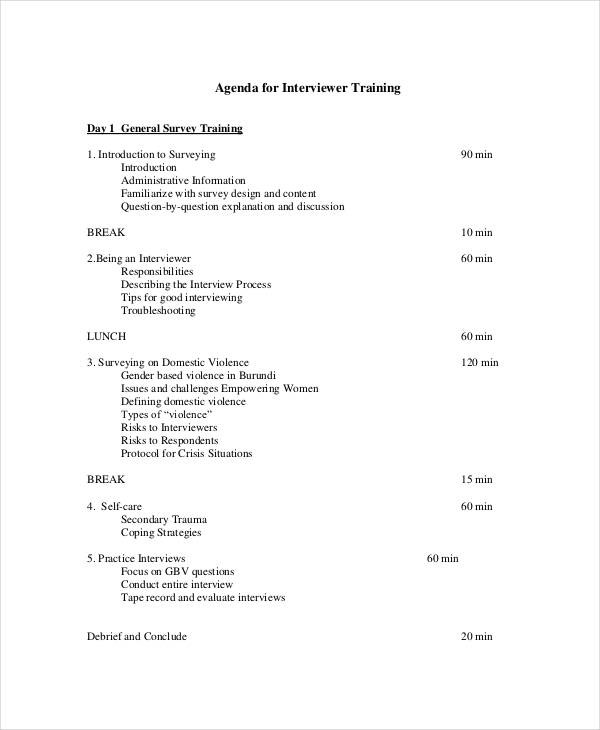 interview training agenda template