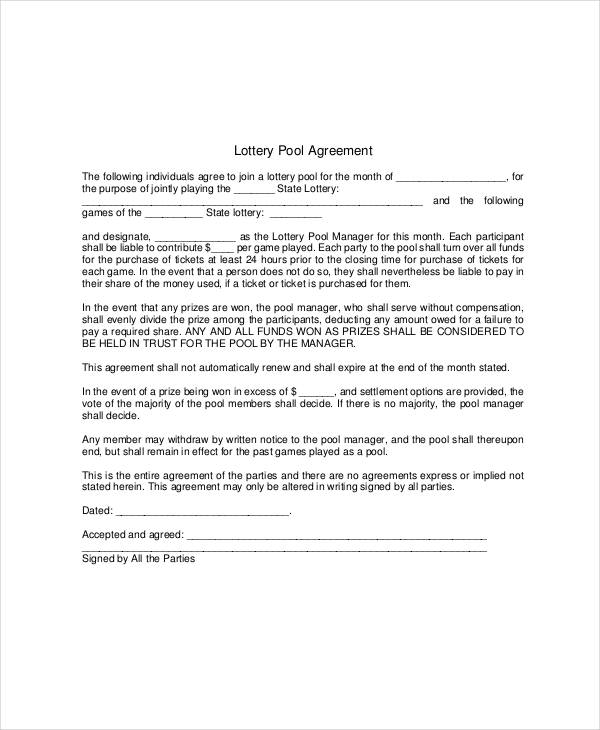 Lottery Pool Agreement Template 7  Free PDF Documents Download