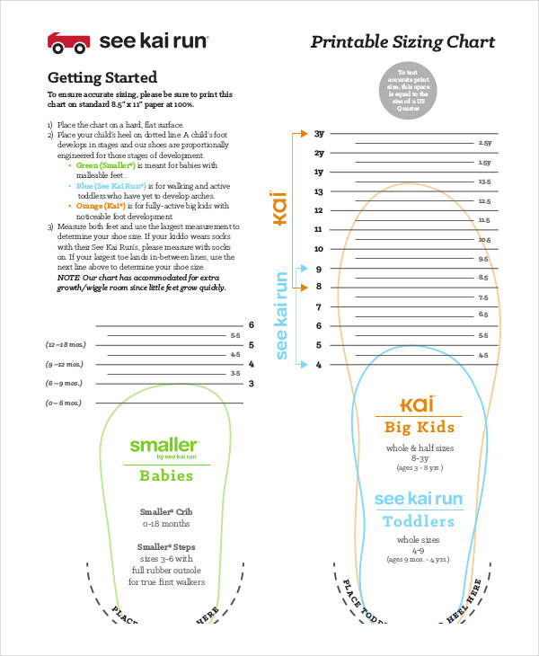 infant footwear size chart