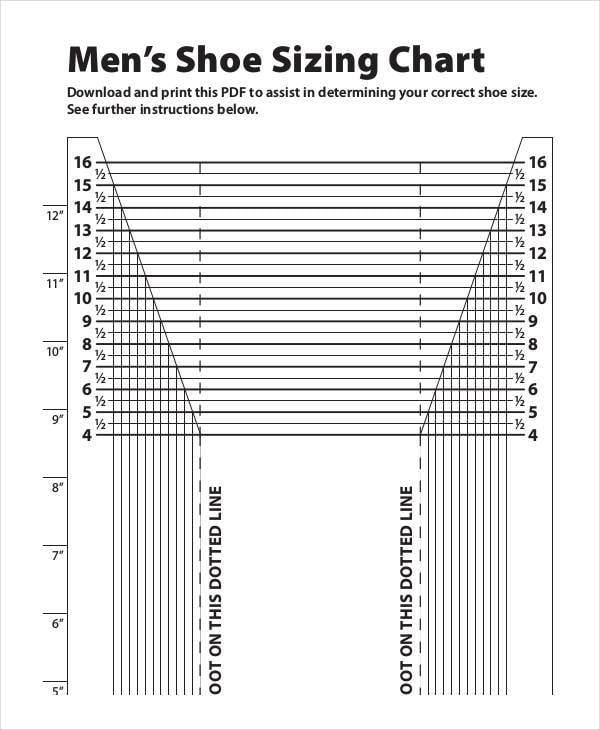 printable men shoe size chart