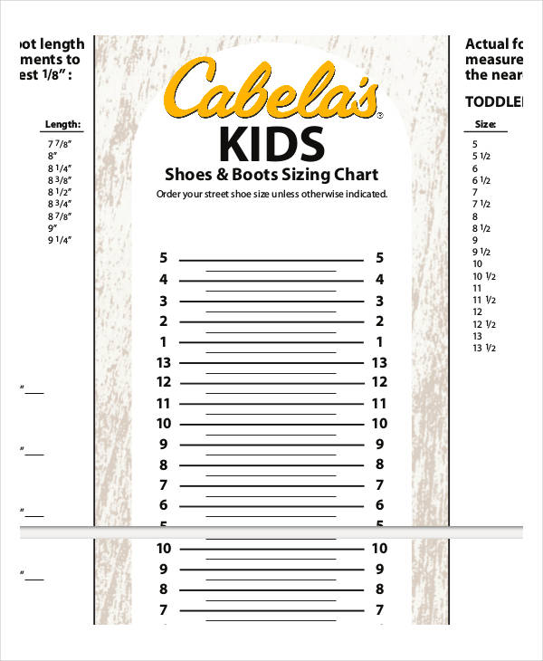 Printable Children S Shoe Size Chart