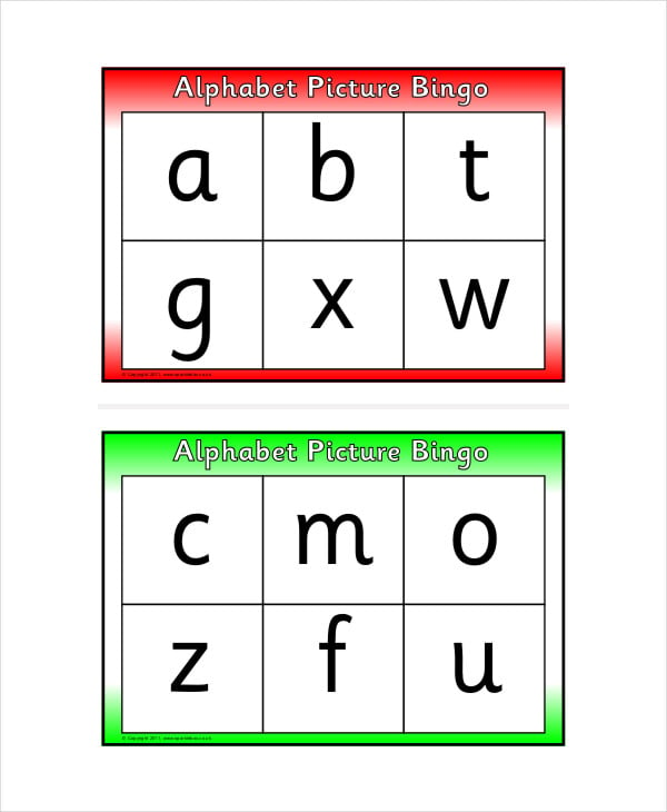 free printable alphabet bingo card