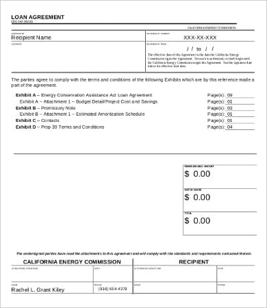 personal family loan agreement template