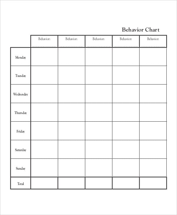 Behavior Chart Printable Template