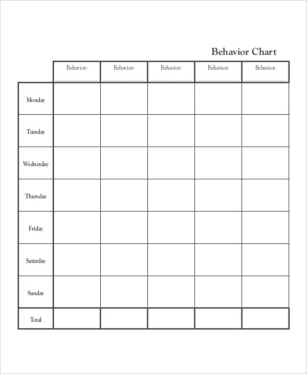 Daily Behavior Chart Templates - 6+ Free PDF Documents Download