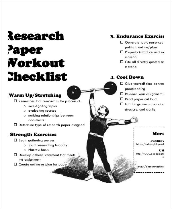 printable workout checklist template