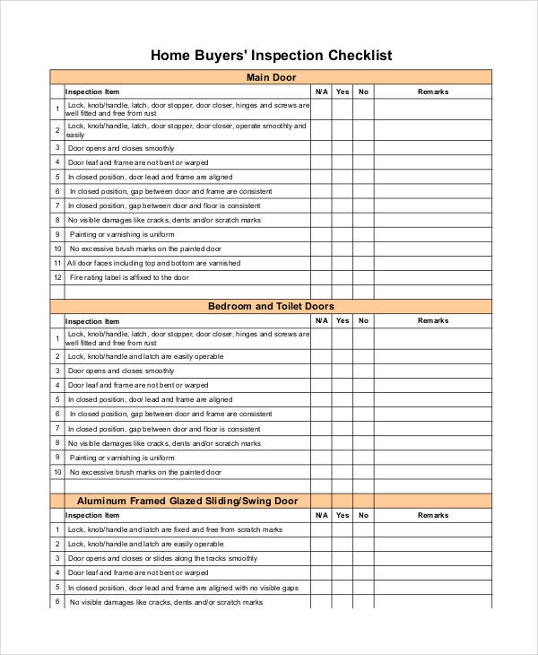 Home Inspection Checklist Template 13+ Free PDF Documents Download