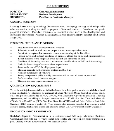 contract administrator job description