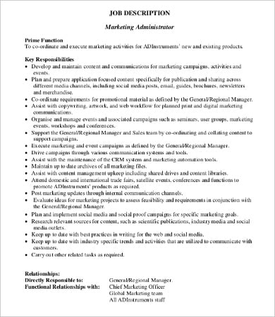 marketing administrator job description