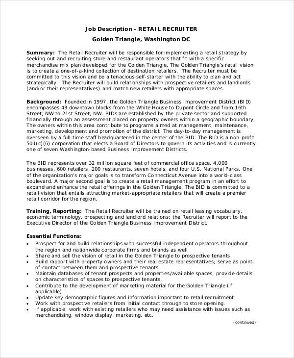 10+ Retail Job Description Templates PDF, DOC