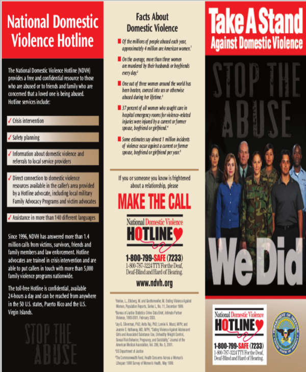 10+ Domestic Violence Brochures - Word, PSD, Vector