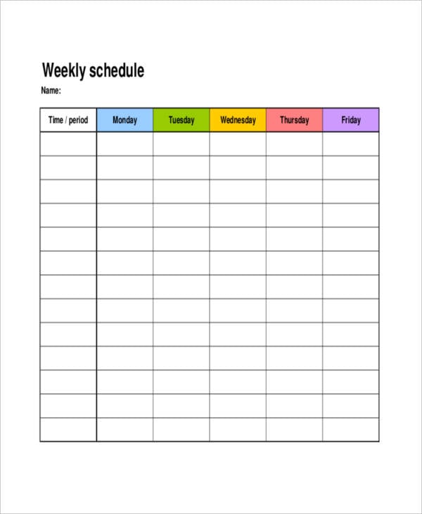 weekly workout chart template
