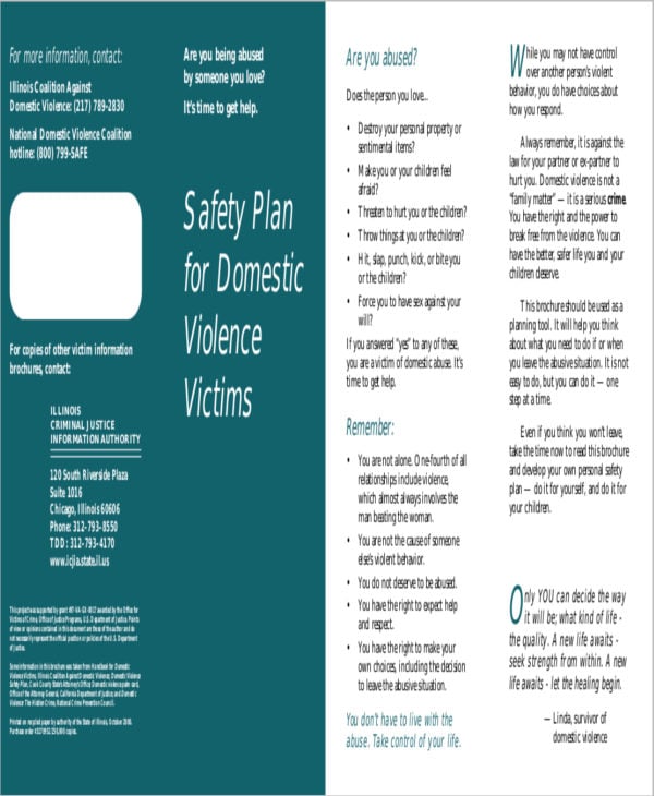 domestic violence safety plan brochure