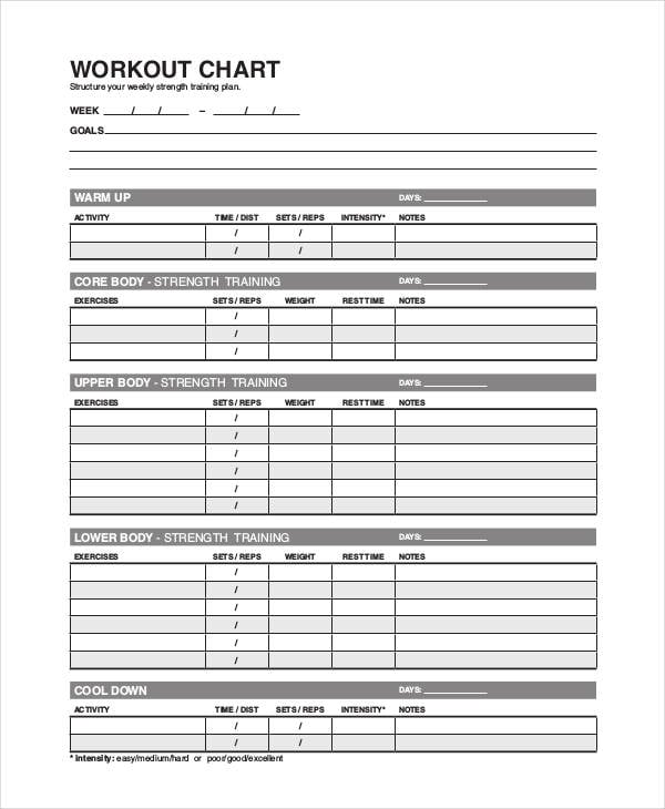Workout Chart Templates - 15+ Free Word, Excel, PDF Documents Download