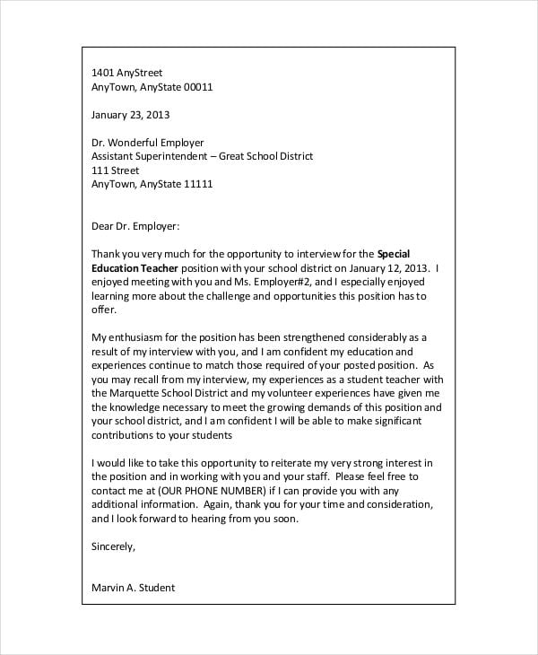 professional thank you letter for job offer