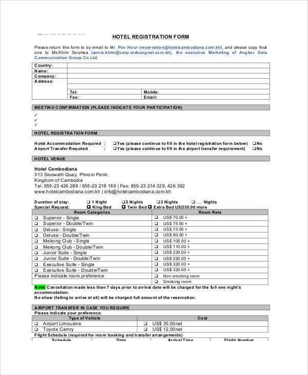 printable hotel registration form