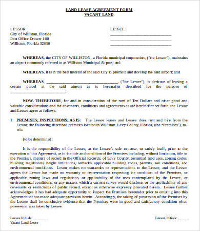 land lease agreement form