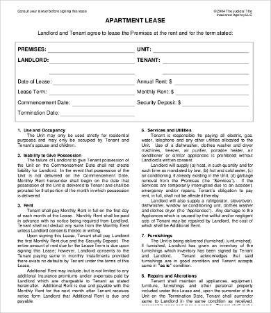 apartment lease agreement form