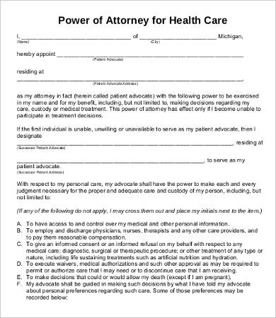 medical power of attorney form free printable