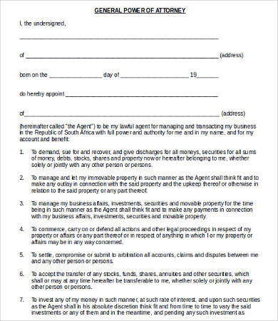 general power of attorney form free printable