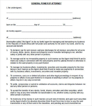 Power Of Attorney Form Free Printable - 9+ Free Word, PDF Documents ...