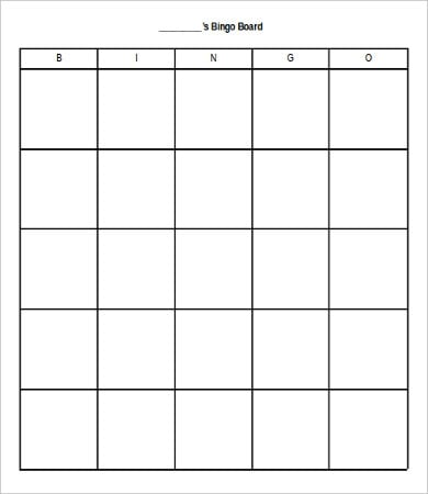 free printable blank bingo template