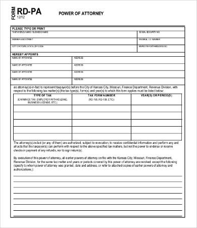 business power of attorney form printable