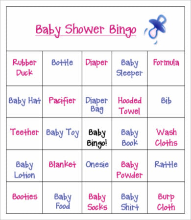 baby shower bingo card template