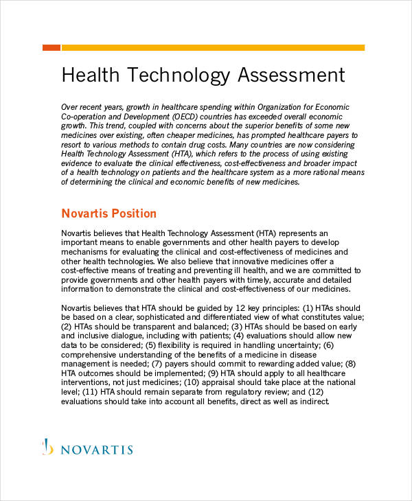health technology assessment template