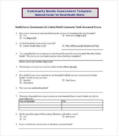 hospital training needs assessment survey