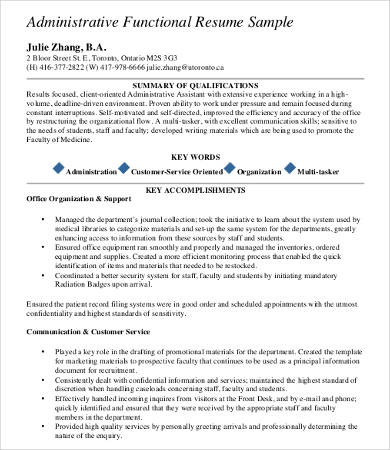 administrative professional resume sample