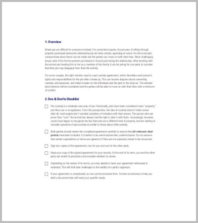 pet custody agreement pdf format