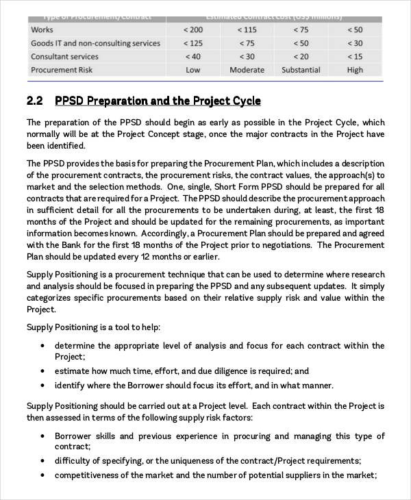 project procurement strategy template