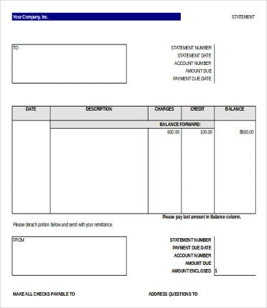 business bank statement template