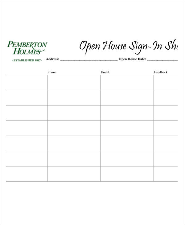 open house sign in sheet templates 12 free pdf